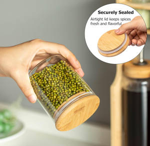 Étagère à épices en bambou à 3 niveaux avec 6 flacons à épices, support de rangement ménager pratique pour les dépenses familiales - Product Image 6