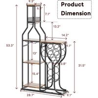 Meuble à vin Art Déco en fer forgé, 5 niveaux, autoportant, avec porte-verres, mini bar, table de rangement, support à vin, étanche