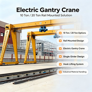 10 Ton 20 Ton Rail Mounted Electric Gantry Crane with Hook for Industrial Material Handling - Product Image 1