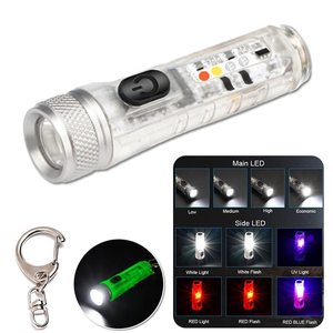 Trong suốt Mini Đèn pin USB sạc xách tay đèn Led siêu sáng đèn pin cho Móc chìa khóa - Product Image 5