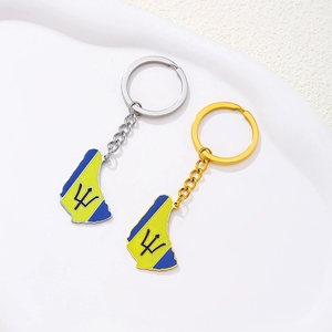 Llavero con Mapa de <span class=keywords><strong>Barbados</strong></span> Esmaltado de Fábrica, Acero Inoxidable, Chapado en Oro de 18K, Esmalte, Mar Caribe, Colgante con Mapa de <span class=keywords><strong>Barbados</strong></span> - Product Image 3