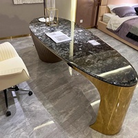Ensemble de chaises de bureau pour bureau, bureau, bureau, table de conférence, table en acier inoxydable, marbre, forme ovale, moderne, style italien