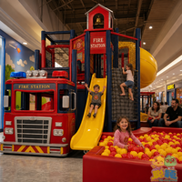 Équipement de terrain de jeux intérieur sur le thème de la gare, ensemble de jeux souples, piscine à balles, toboggan, locomotive, tour d'escalade, clé en main pour maternelle