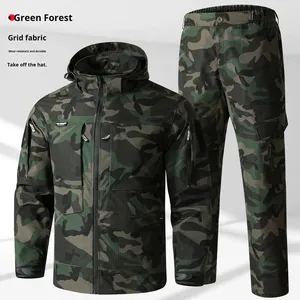 Ensemble tactique softshell chaud et résistant pour homme, imperméable et résistant à la chaleur, camouflage, vêtements de travail, tendance, mode décontractée - Product Image 2