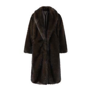 Cappotto Invernale Lungo da <span class=keywords><strong>Donna</strong></span> in Ecopelliccia, Giacca Imbottita Calda <span class=keywords><strong>Marrone</strong></span> Caffè, <span class=keywords><strong>Trench</strong></span> Lungo di Lusso Soffice e Oversize - Product Image 2