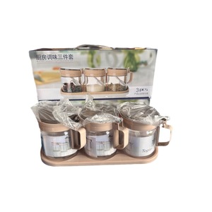 Ensemble de 3 boîtes à épices en verre pour cuisine avec pots à assaisonnements, salières, bouteilles à MSG, boîtes à condiments et distributeur d'huile - Nouveau style chinois - Product Image 5