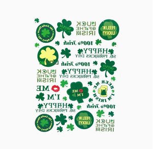 Tatouages temporaires irlandais à paillettes - Autocollants de trèfle de la Saint-Patrick pour la fête nationale - Product Image 2
