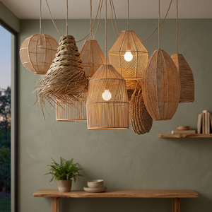 Handmade Bamboo Pendant Lamp Shades Natural Wabi Sabi Style Home Decoration - Product Image 3