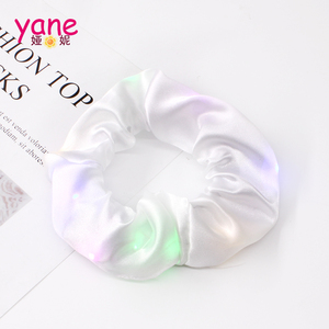 Yeni yaratıcı ipek saç Scrunchies ile LED özel renk saç elastik bant kadınlar - Product Image 6