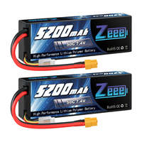بطارية ليثيوم بوليمر Zeee بسعة 5200 مللي أمبير في الساعة، 50C، 7.4 فولت، 2S مع موصل XT60 وغلاف ناعم للطائرات الهليكوبتر/الطائرات/الدرون ذات التحكم عن بعد