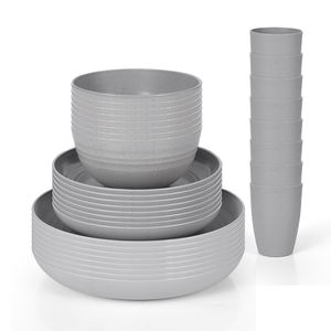 Service de table rond en paille de blé, 16 pièces, durable, léger, incassable, assiettes, bols et tasses pour 4 personnes - Product Image 5