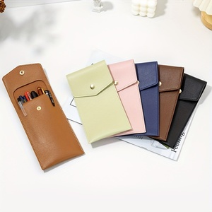 Stijlvol leren etui - Penhouder met drukknoopsluiting voor rugzakdragen, pennendoos met grote capaciteit voor cadeau en dagelijkse organisatie - Product Image 4