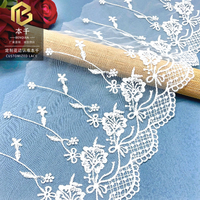 LEIXUSI Bordure en dentelle brodée en maille de 20 cm, accessoires de style victorien pour la confection de vêtements faits main