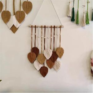 เครื่องประดับใบไม้ทอมือแบบใหม่ สไตล์โบฮีเมียน ตกแต่งผนังห้องนอนบ้าน - Product Image 5
