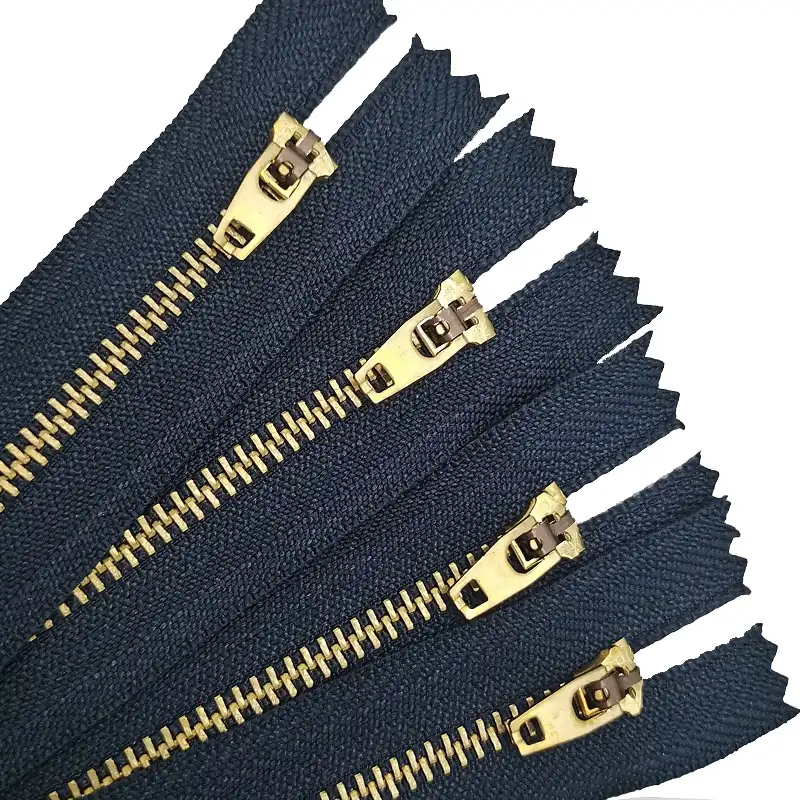 Zipper Wholesale Factory Custom High Quality 4.5YG 4YG 5YG Double Lock Closed End Metal Brass Zipper Jeans Spring Head Jeans Zipper