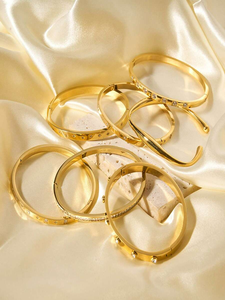 Gelang Mewah Ringan Bertumpuk Berhiaskan Berlian CZ Retro dengan Zirkon Berlapis Emas 18k Gelang Baja Tahan Karat untuk Wanita - Product Image 6