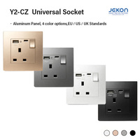 Plaque murale multifonction en aluminium 86*86 avec port USB Type C, normes EU, UK, US pour projets résidentiels et hôteliers