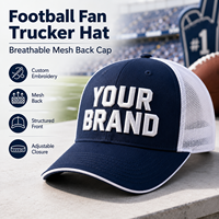 Casquette de camionneur personnalisée pour fans de football, avec logo brodé, dos en maille, couleur d'équipe, visière incurvée, vente en gros pour événements sportifs