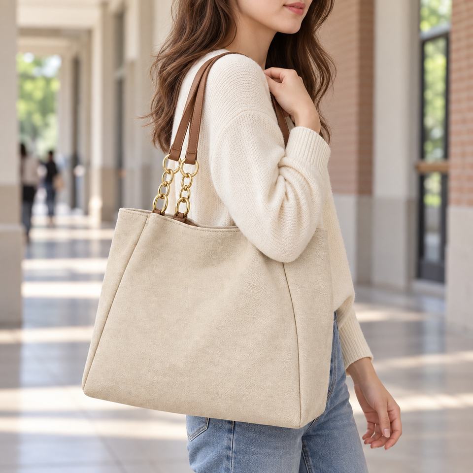 College Student Class Shoulder PU Tote Bag Letter Pattern Large Womens ...
