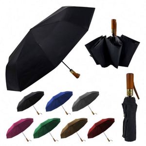 Parapluie pliable anti-vent de luxe personnalisé automatique avec lumières solaires - Product Image 4