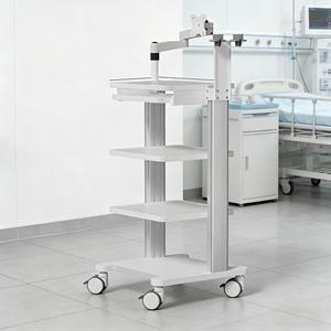 Carrito de Endoscopia Móvil de Metal Directo de Fábrica con Bandejas de 3 Niveles y Bandeja para Teclado para Uso Hospitalario o Clínico - Product Image 1