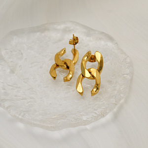 ZOGXIN Geometric <b>Stud</b> Earrings Gold Electroplated 18K <b>Titanium</b> Steel Twisted X Shape Fashion Jewelry - Product Image 4