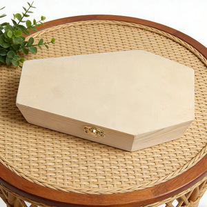 Urne funéraire en bois pour animaux de compagnie, boîte en pin, forme polygonale, boîte de rangement multifonctionnelle, boîte à bijoux, décoration de bureau, utilisation pour l'étude - Product Image 2