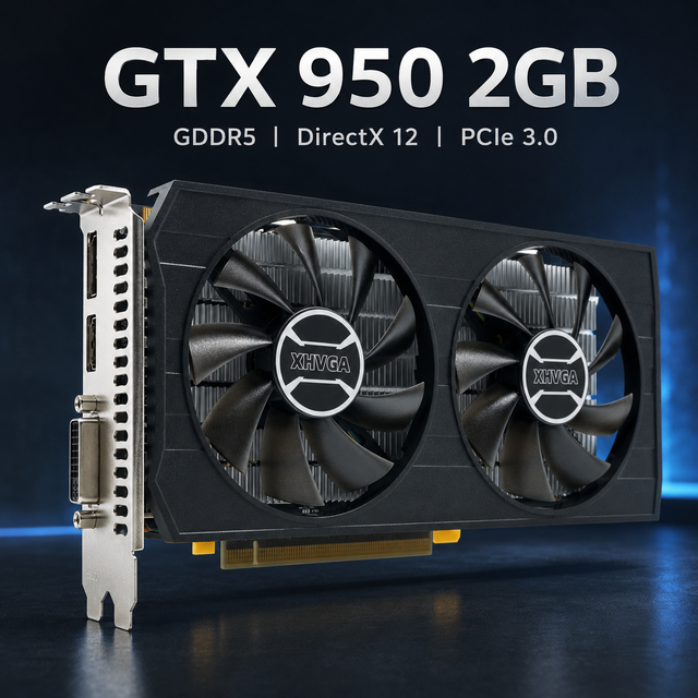 New XHVGA GTX 950 2GB GDDR5 128Bit Dual Fan for Gaming Graphics Card PCI Express 3.0 X16 DirectX 12 for Desktop PC 1114MHz Core
