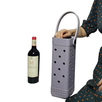 Sac fourre-tout en cuir EVA porte-bouteille de vin unique avec main portable pour pique-nique Style de mode vintage pour breloques bricolage