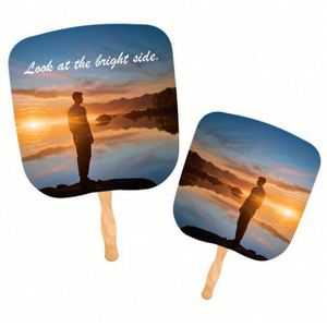 Abanicos de Papel con Mango de Madera Personalizados para Promociones de Empresa, con Logotipo Impreso a Todo Color por Ambos Lados, Abanicos Sublimables en Blanco - Product Image 5