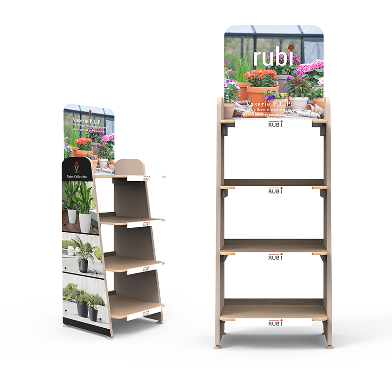 Apache Customizable Wood Plant Display Rack for Supermarket and Mall — view 3