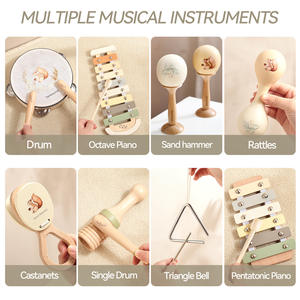 Instrumentos musicales de percusión de madera transfronterizos para educación temprana infantil: Piano, tambor y otros instrumentos con patrón de ardilla. - Product Image 3