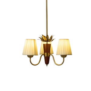 Vintage Solid Wood Chandelier 5 Heads <b>LED</b> <b>Light</b> E27 Bulb Base Round Shape Home Lighting For Living Room Bedroom Dining Room - Product Image 4