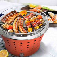 Grill de barbecue portable réutilisable, poêle au charbon de bois, ustensiles de cuisine, sans fumée