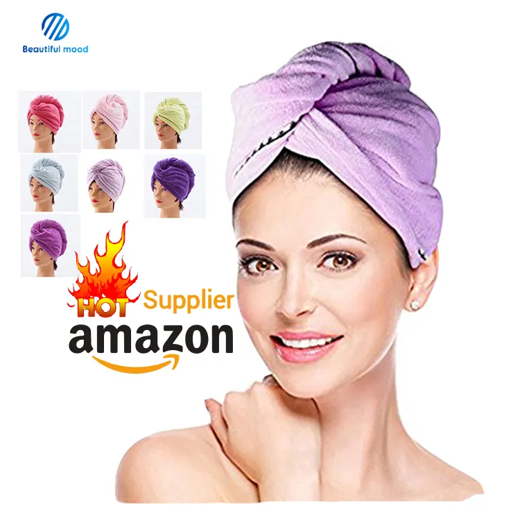 Shower spa head wrap hair drying hat turban microfiber terry dry hair towel