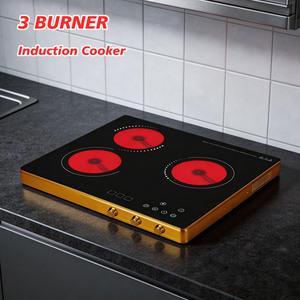 Table de cuisson à induction encastrable 3 foyers 3500W en acier inoxydable avec écran tactile, chauffage rapide, trois brûleurs indépendants - Chaque foyer indépendant - Product Image 3