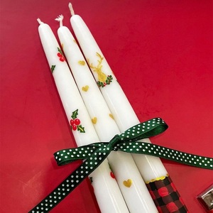 Huaming Christmas Theme Decor Snowman Table Dinner <strong>Candles</strong> Vintage Handmade Candcane Lighter Pattern Short Stick <strong>Taper</strong> <strong>Candle</strong> - Product Image 4