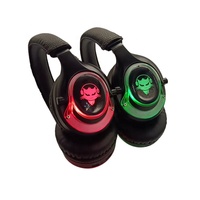 F49 Hifi Silent Disco Casque Et Lumières Led Dj Casque 500m Plage De Contrôle Écouteur Pliable Avec Émetteur Casque De Jeu