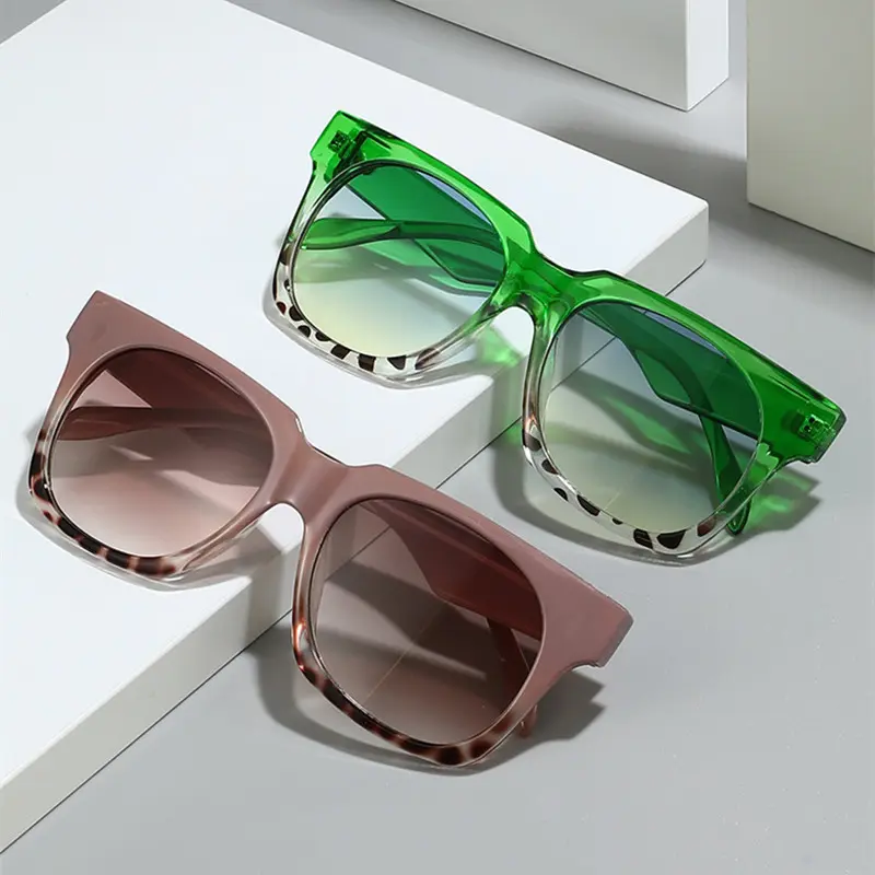 Moda kare çerçeve güneş gözlüğü Trendy renk eşleştirme UV400 gözlük özel kadın erkek güneşlik güneş gözlüğü