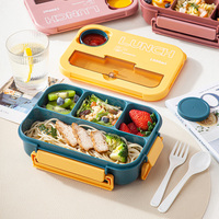 Boîte à lunch en plastique à 4 compartiments Récipient de conservation des aliments de cuisine avec compartiments divisés
