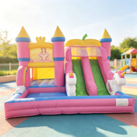 Château gonflable commercial Princesse avec toboggan intégré, château de saut rose pour filles, idéal pour les fêtes d'anniversaire