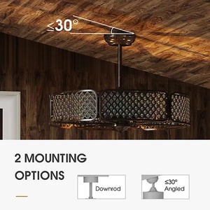 Ventilateur de plafond silencieux à moteur à courant continu à 6 vitesses pour chambre à coucher salon café sur le thème 3 lames LED lumières ABS télécommande incluse - Product Image 6