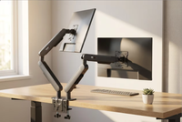 Nouveau support de moniteur à double bras, support pour ordinateur portable compatible avec les écrans de 17 à 32 pouces, réglable à plusieurs angles et personnalisable