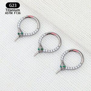 Anneau de nez en zircon serpentin, titane G23 ASTM F136, 8 mm, bijoux de piercing sans soudure - Product Image 3
