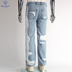 EDGE DENIM Custom Distressed Blue Washed Branded <span class=keywords><strong>Rock</strong></span> Star Jeans <span class=keywords><strong>Rock</strong></span> and Roll <span class=keywords><strong>Rock</strong></span> Jeans Pantalones para hombres - Product Image 6