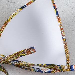 ชุดบิกินี่ 2 ชิ้นสำหรับผู้หญิงปี 2021 ชุดว่ายน้ำพิมพ์ลายพร้อมเสื้อเกาะอกและกางเกงว่ายน้ำแบบจีสตริง - Product Image 3