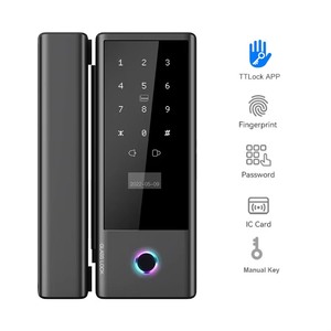 <span class=keywords><strong>Serrure</strong></span> de porte en verre haute sécurité à reconnaissance de veine palmaire et d'empreinte digitale avec clé mécanique, <span class=keywords><strong>serrure</strong></span> de porte intelligente électronique automatique pour double vitrage - Product Image 2