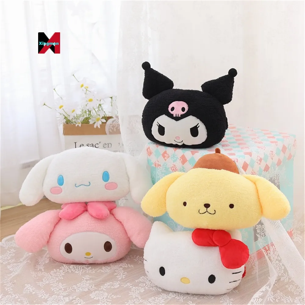 Kawaii Cinnamoroll Pluche Mijn Melodie Plushie Kt Kat Kuromi Kussen Schattige Sanrio Auto Accessori-Ses Stoel Hoofdsteun Nek Kussen