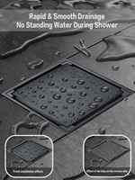 Nouveau design Attrape-cheveux pour salle de bains Passoire à désodorisant Drain de douche carré en acier inoxydable Drain de sol noir