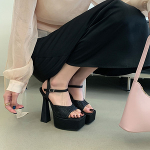 Nouvelles Sandales Élégantes à Talons Hauts et Plateforme pour Femmes 2026, Talon Carré, Perles, Bout Ouvert, Bride Unique - Product Image 3